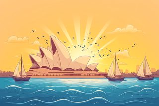 Sydney Opera House with Sailboats