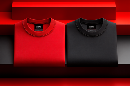 T-Shirts Display On Red Platforms