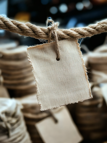 Tag Hanging from Jute Rope