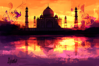 Taj Mahal Sunset Reflection