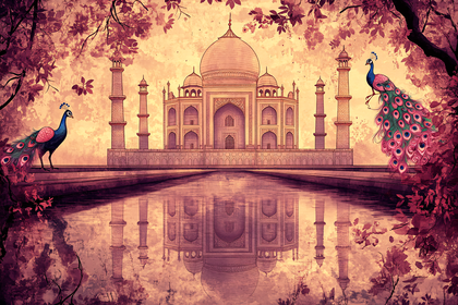 Taj Mahal with Peacocks