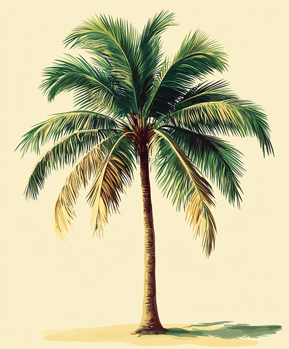 Tall Palm Tree On Sandy Shore