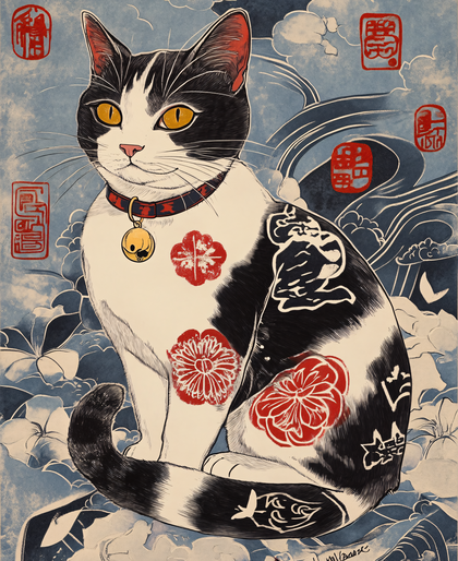 Tattooed Cat Portrait