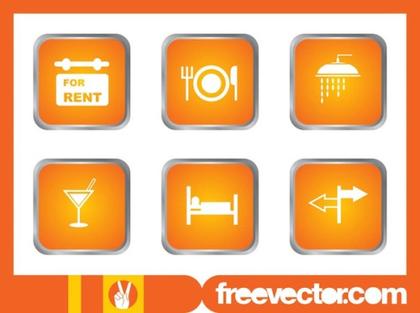 Tavel and Accommodation Icons Free Vector