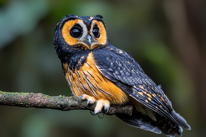 Tawny Browed Owl Perched on Branch