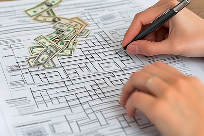 Tax Form Filled Out With Pen And Cash