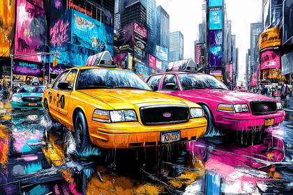 Taxis In Cityscape
