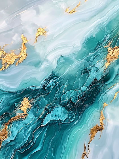 Teal and Gold Abstract Swirls