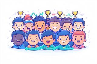 Team Celebration with Trophies