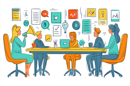 Team Meeting with Social Media Concepts