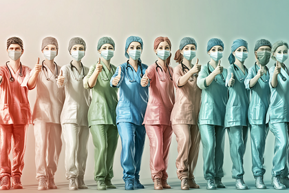 Team of Healthcare Workers Giving Thumbs Up