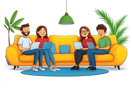 Teamwork on Yellow Couch