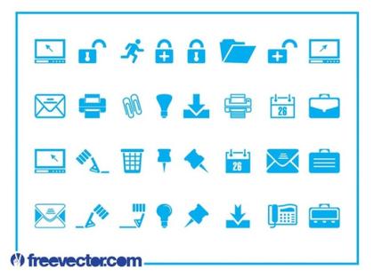 Tech and Business Icons Free Vector