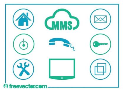 Technology and Communication Icons Free Vector