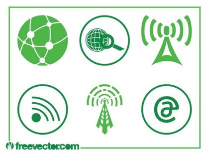 Technology and Internet Icons Free Vector