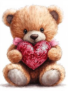 Teddy Bear Holding a Heart