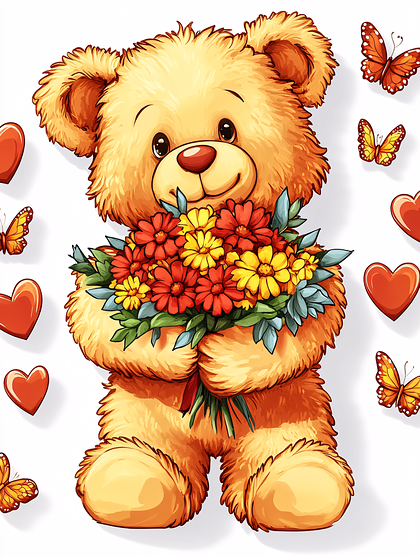 Teddy Bear With Flowers