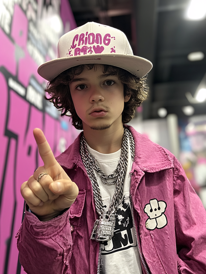 Teen Boy in Streetwear Posing Confidently