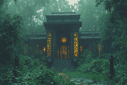 Temple in the Rain