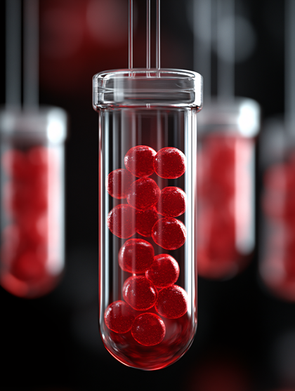 Test Tubes with Red Spheres