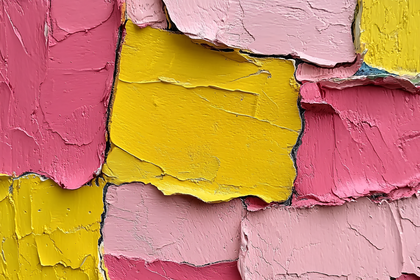 Textured Blocks of Pink and Yellow Paint