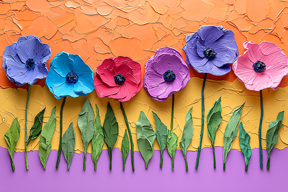 Textured Colorful Poppies