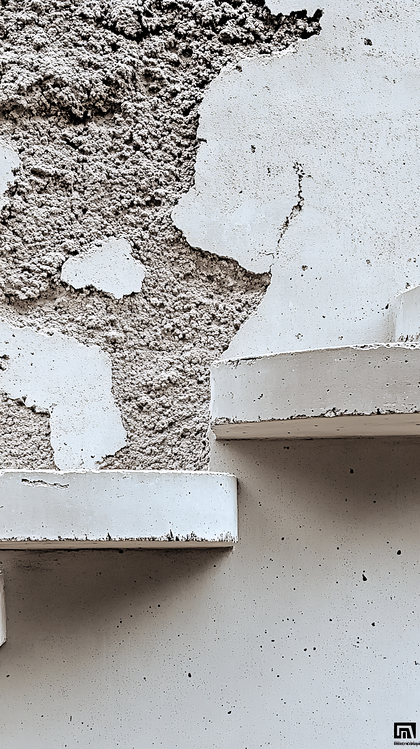 Textured Concrete Wall with Shelves
