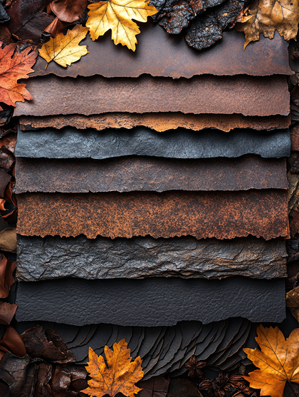 Textured Earthy Layers with Autumn Leaves