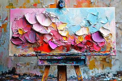 Textured Floral Painting on Easel