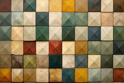 Textured Multicolored Pyramid Tiles