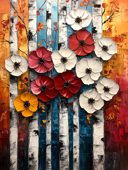 Textured Poppy Blossom Painting
