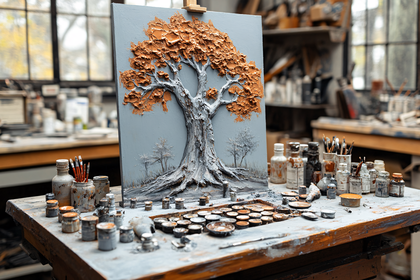 Textured Tree Painting in