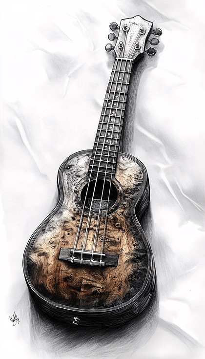 Textured Ukulele Drawing
