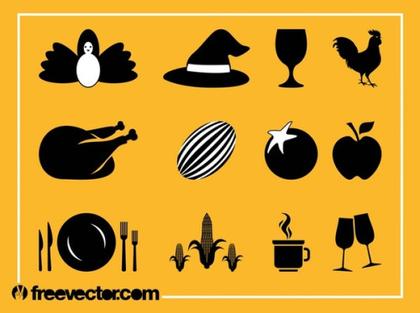 Thanksgiving Icons Free Vector
