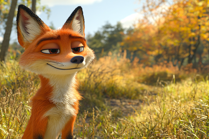 The Sly Fox in Autumn Meadow