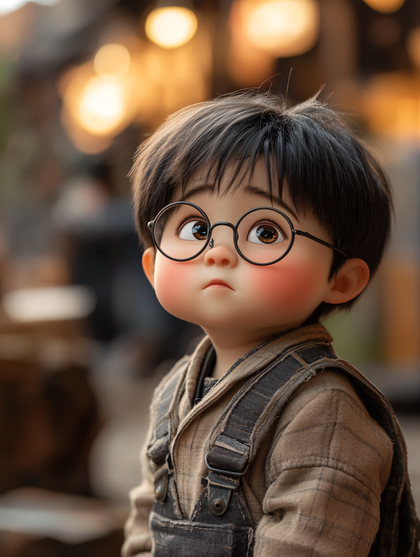 Thoughtful Boy With Glasses