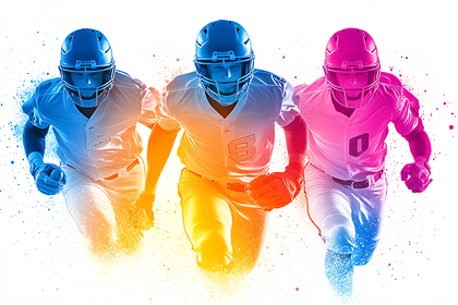 Three American Football Players Running