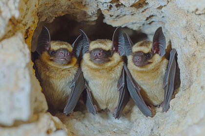 Three Bats Huddled Together