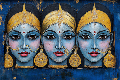 Three Blue Divine Faces