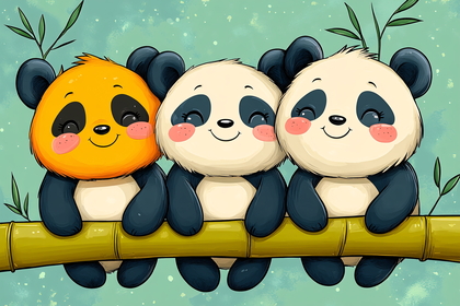 Three Cheerful Pandas