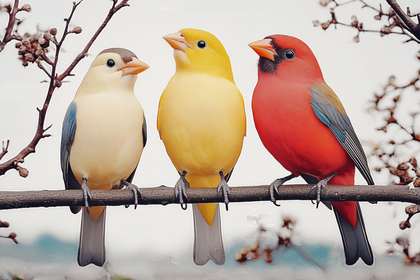 Three Colorful Birds