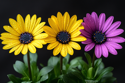 Three Colorful Daisies