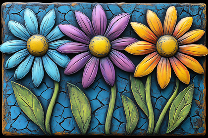 Three Colorful Daisy Flowers