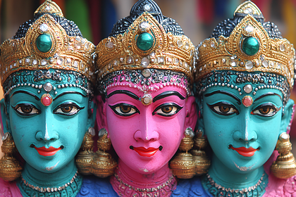 Three Colorful Hindu Deities