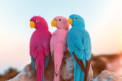 Three Colorful Parrots