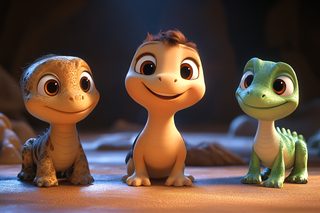 Three Cute Baby Dinosaurs