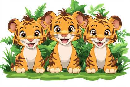 Three Cute Tiger Cubs