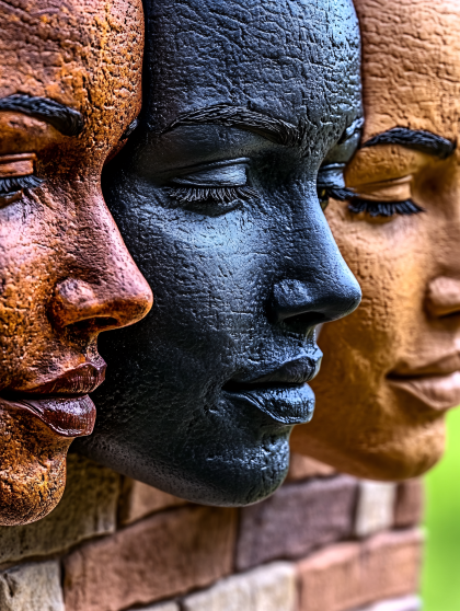 Three Faces in Profile