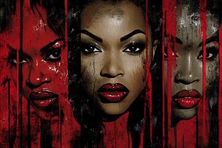 Three Faces In Red Bars