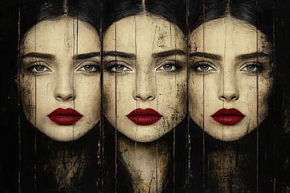 Three Faces in Wood